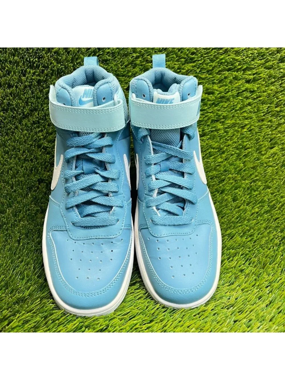 Nike Court Borough Mid 2 Boys Size 6.5Y Blue Athletic Leather Shoes Sneakers